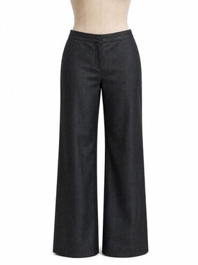 Rafaella Womens Dress Pants Size 6 Black Wide Leg Mid Rise Stretch Work
